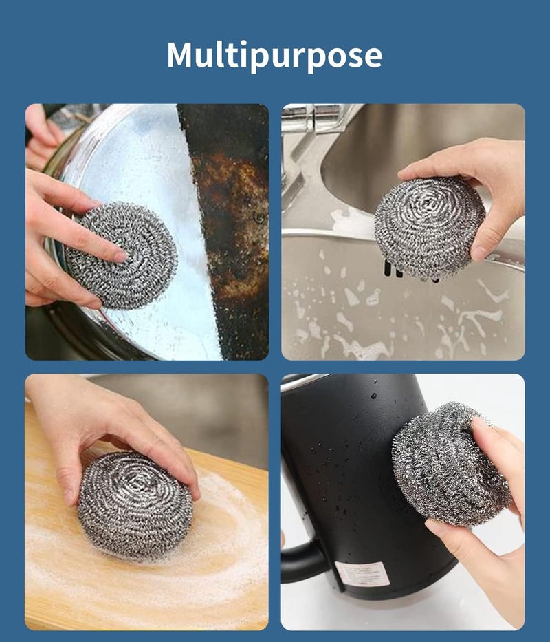 Docduet 6Pcs Steel Wool Scrubbers - Flexible Scrubber Pads for Cleaning Dishes, Pots, Pans, Grills and Sinks - Image 4